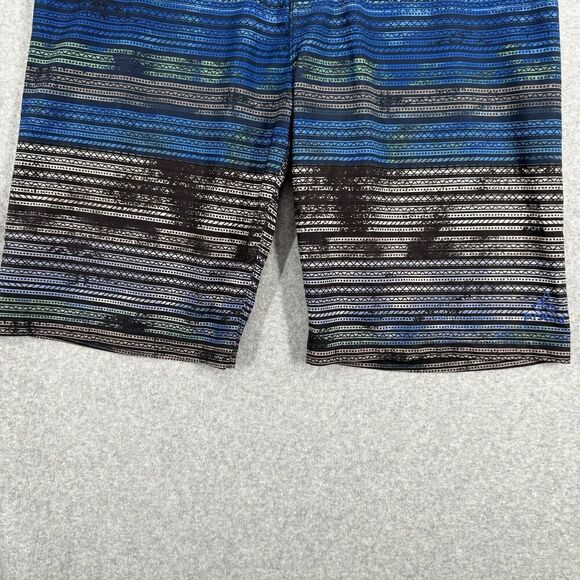 Prana Board Shorts 33 Mens Blue Striped Back Pocket Swim Trunks Bathing Suit - Picture 3 of 15
